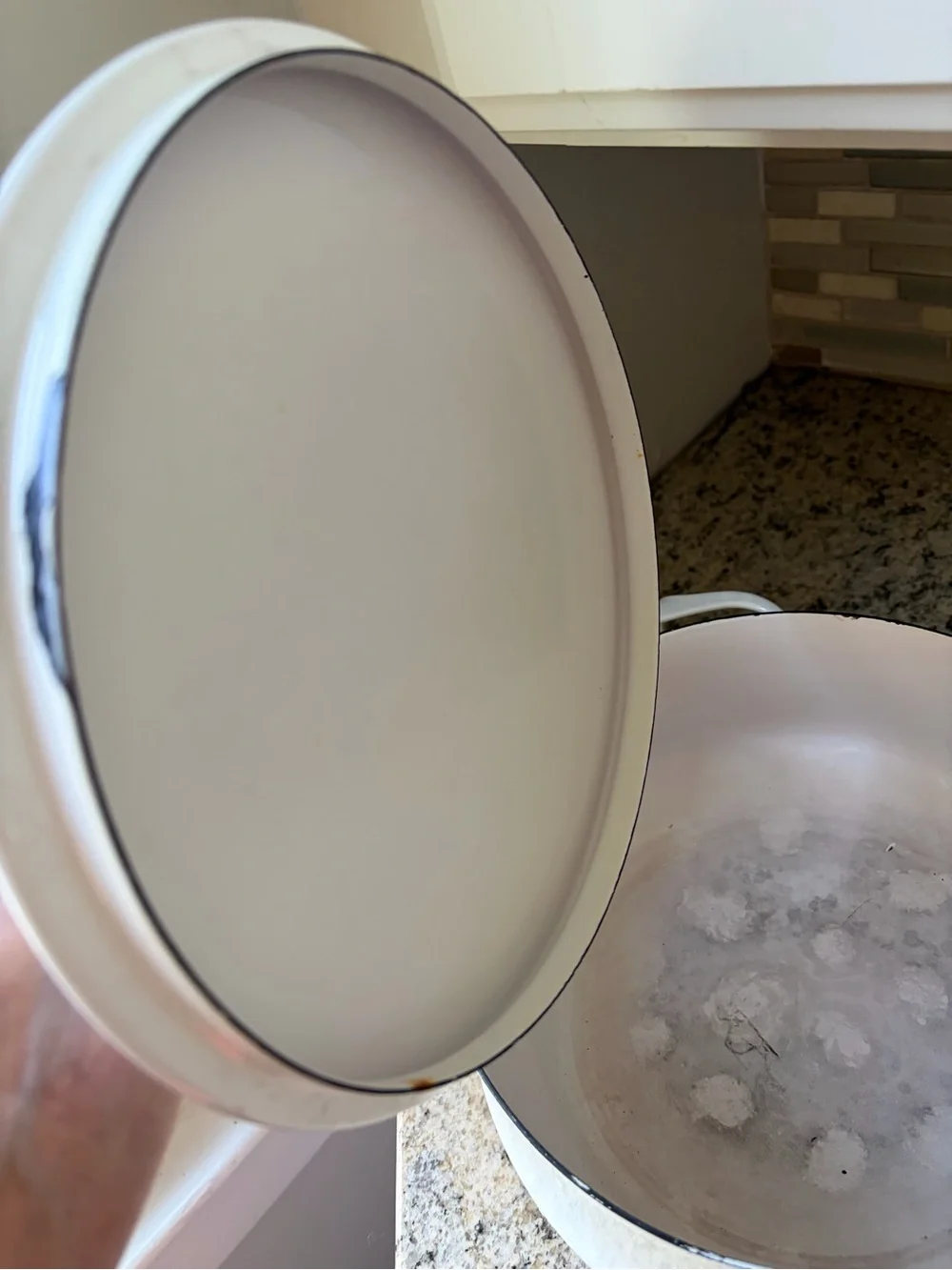 Vintage Dansk Kobenstyle white Enamel Dutch Oven